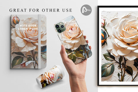 Digital Paper 3D Rose Flower Digital Pattern artnoy 