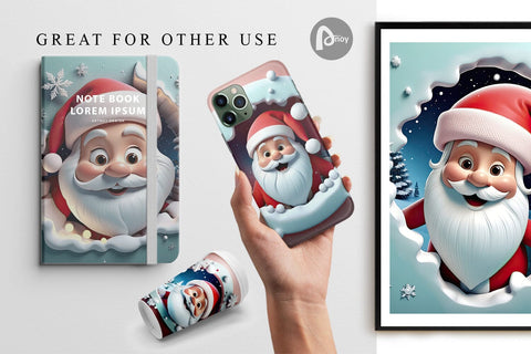 Digital Paper 3D Santa Claus Digital Pattern artnoy 