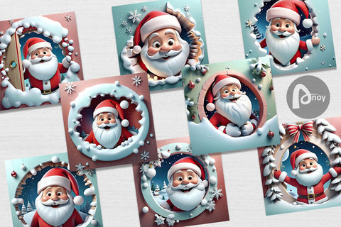 Digital Paper 3D Santa Claus Digital Pattern artnoy 