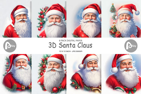 Digital Paper 3D Santa Claus Digital Pattern artnoy 