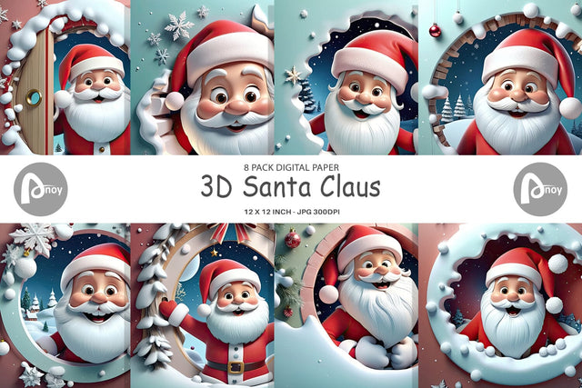 Digital Paper 3D Santa Claus Digital Pattern artnoy 