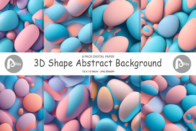 Digital Paper 3D Shape Abstract Digital Pattern artnoy 