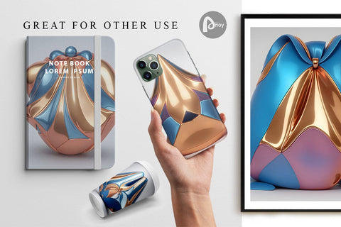 Digital Paper 3D Shape Metallic Digital Pattern artnoy 