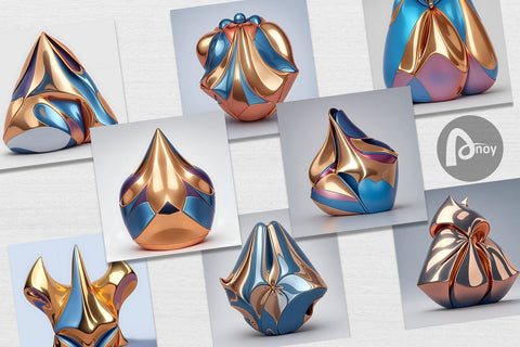 Digital Paper 3D Shape Metallic Digital Pattern artnoy 