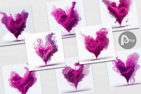 Digital Paper 3D Smoke Heart Digital Pattern artnoy 