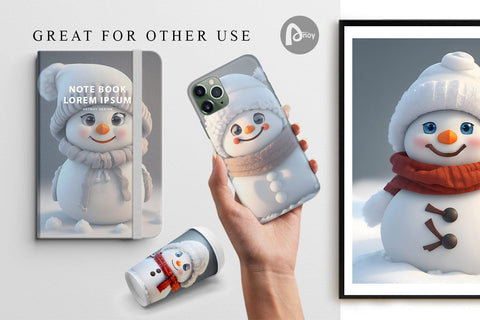 Digital Paper 3D Snowman Digital Pattern artnoy 