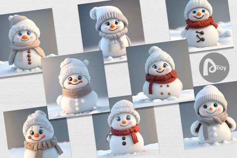 Digital Paper 3D Snowman Digital Pattern artnoy 