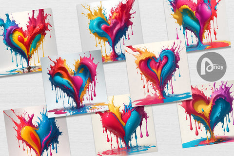 Digital Paper 3D Splash Art Heart Digital Pattern artnoy 