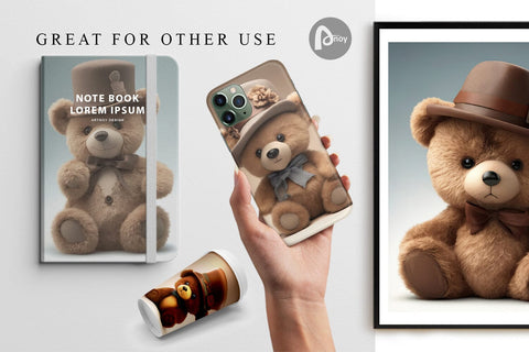Digital Paper 3D Teddy Bear Digital Pattern artnoy 