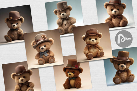 Digital Paper 3D Teddy Bear Digital Pattern artnoy 