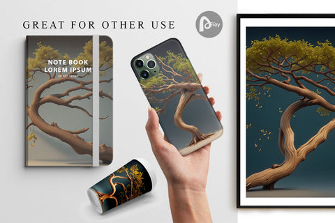 Digital Paper 3D Tree Branch Digital Pattern artnoy 