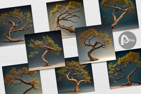 Digital Paper 3D Tree Branch Digital Pattern artnoy 