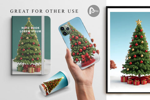 Digital Paper 3D Tree Christmas Sublimation artnoy 