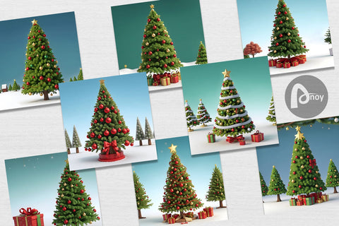 Digital Paper 3D Tree Christmas Sublimation artnoy 