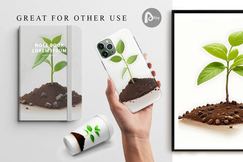 Digital Paper 3D Tree Seedling Digital Pattern artnoy 