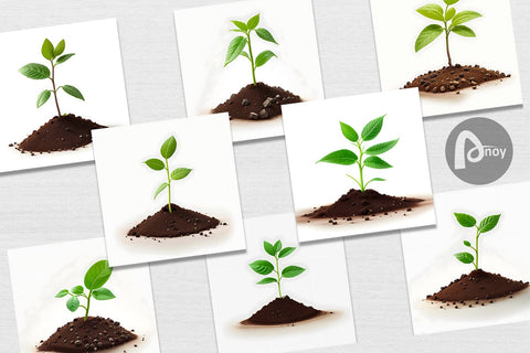 Digital Paper 3D Tree Seedling Digital Pattern artnoy 