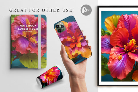 Digital Paper 3D Tropical Hibiscus Sublimation artnoy 