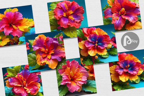 Digital Paper 3D Tropical Hibiscus Sublimation artnoy 