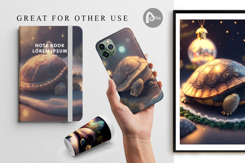 Digital Paper 3D Turtle Christmas Digital Pattern artnoy 