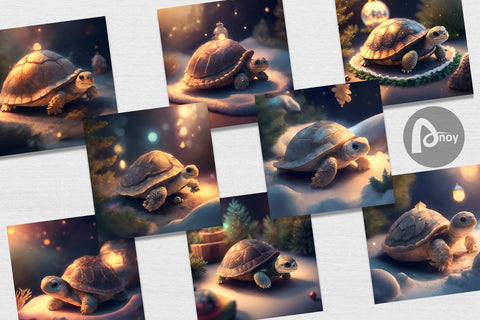 Digital Paper 3D Turtle Christmas Digital Pattern artnoy 