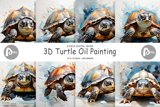 Digital Paper 3D Turtle Painting Digital Pattern artnoy 