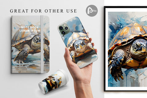 Digital Paper 3D Turtle Painting Digital Pattern artnoy 