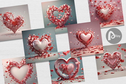 Digital Paper 3D Valentine Heart Digital Pattern artnoy 