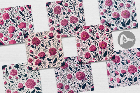 Digital Paper 3D Vintage Wildflower Digital Pattern artnoy 