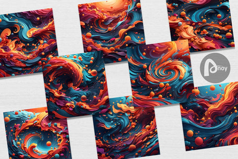 Digital Paper 3D Wave Colorful Digital Pattern artnoy 