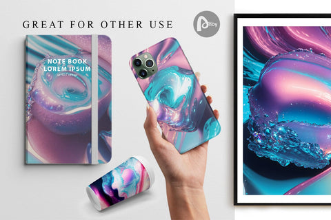 Digital paper 3D Wave Hologram Color Digital Pattern artnoy 