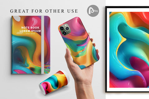 Digital Paper 3D Wave Liquid Colorful Digital Pattern artnoy 