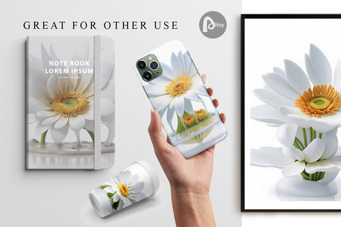 Digital Paper 3D White Flowers Digital Pattern artnoy 