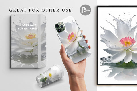 Digital Paper 3D White Flowers Splash Digital Pattern artnoy 