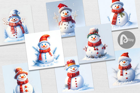 Digital Paper 3D White Snowman Digital Pattern artnoy 