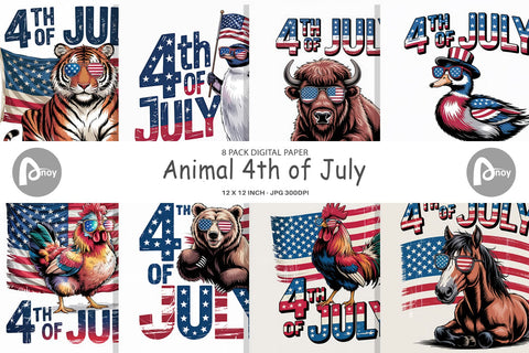 Digital Paper 4th of July Animal Digital Pattern artnoy 