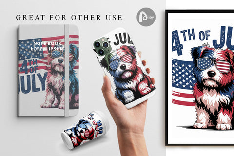Digital Paper 4th of July Dog Digital Pattern artnoy 