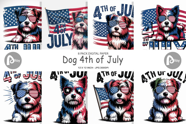 Digital Paper 4th of July Dog Digital Pattern artnoy 