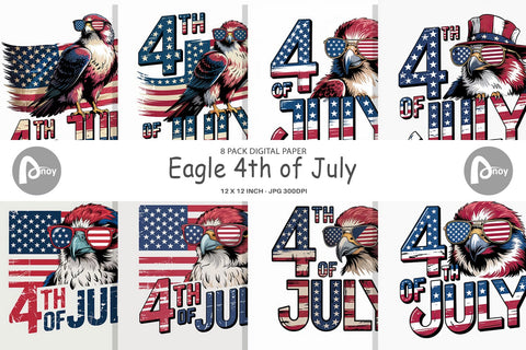 Digital Paper 4th of July Eagle Digital Pattern artnoy 