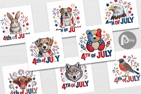 Digital Paper 4th of July Embroidery Animal Digital Pattern artnoy 