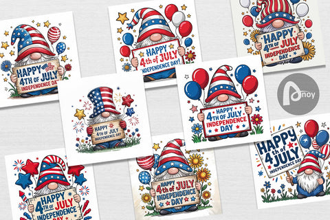 Digital Paper 4th of July Gnome Digital Pattern artnoy 