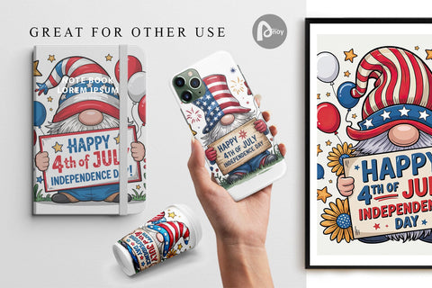 Digital Paper 4th of July Gnome Digital Pattern artnoy 