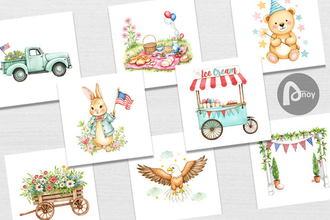 Digital Paper 4th of July Parade Digital Pattern artnoy 