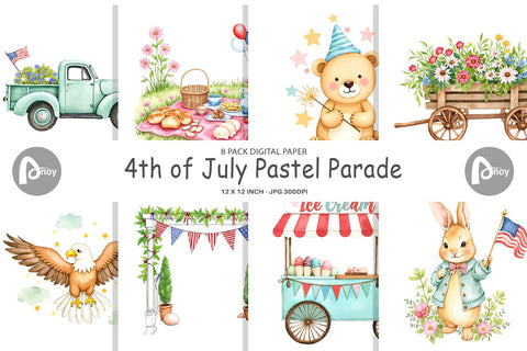 Digital Paper 4th of July Parade Digital Pattern artnoy 