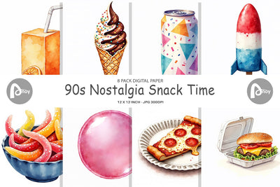 Digital Paper 90s Snack Nostalgia Digital Pattern artnoy 