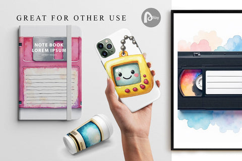 Digital Paper 90s Tech Gadgets Digital Pattern artnoy 