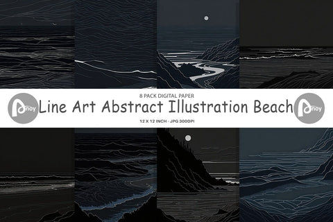 Digital Paper Abstract Beach Line Art Digital Pattern artnoy 