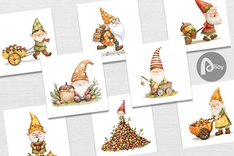 Digital Paper Acorn Gnome Delivery Digital Pattern artnoy 