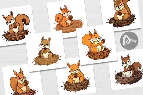 Digital Paper Acorn Squirrel Digital Pattern artnoy 