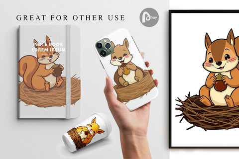 Digital Paper Acorn Squirrel Digital Pattern artnoy 