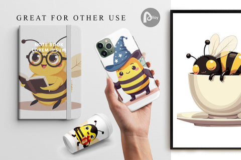 Digital Paper Adorable Bee Digital Pattern artnoy 